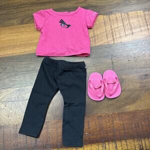 American Girl 3 Piece Bundle Pink Shirt, Pants and Sandals